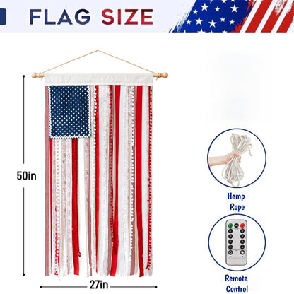 Lighted American Flag Banner – Patriotic Outdoor Decor