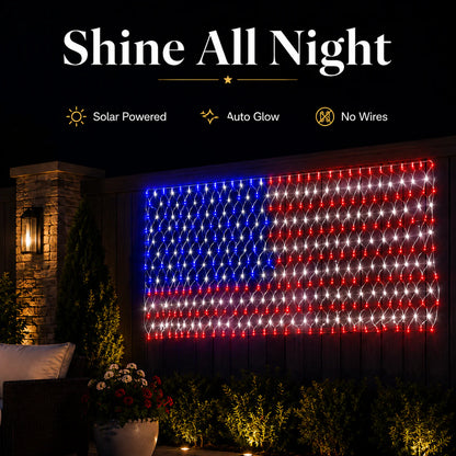 Solar American Flag Lights Outdoor American Flag Net Lights