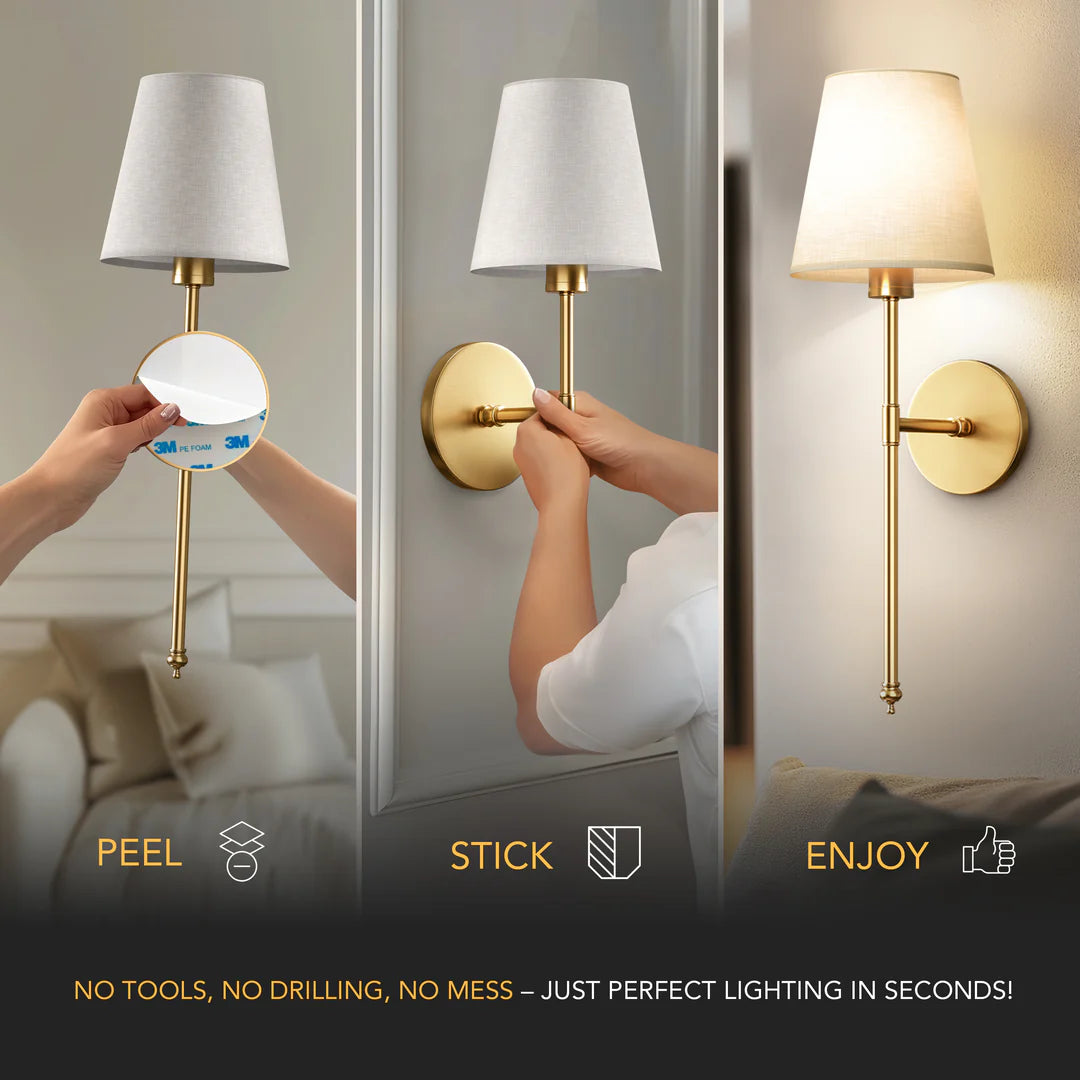 WIRELESS WALL SCONCES Lights (SET OF 2 )