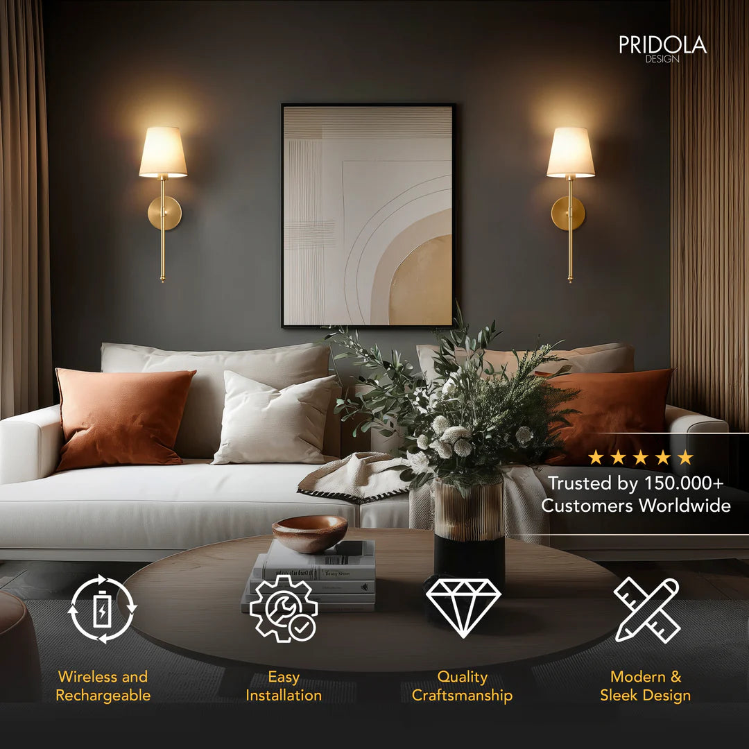 WIRELESS WALL SCONCES Lights (SET OF 2 )