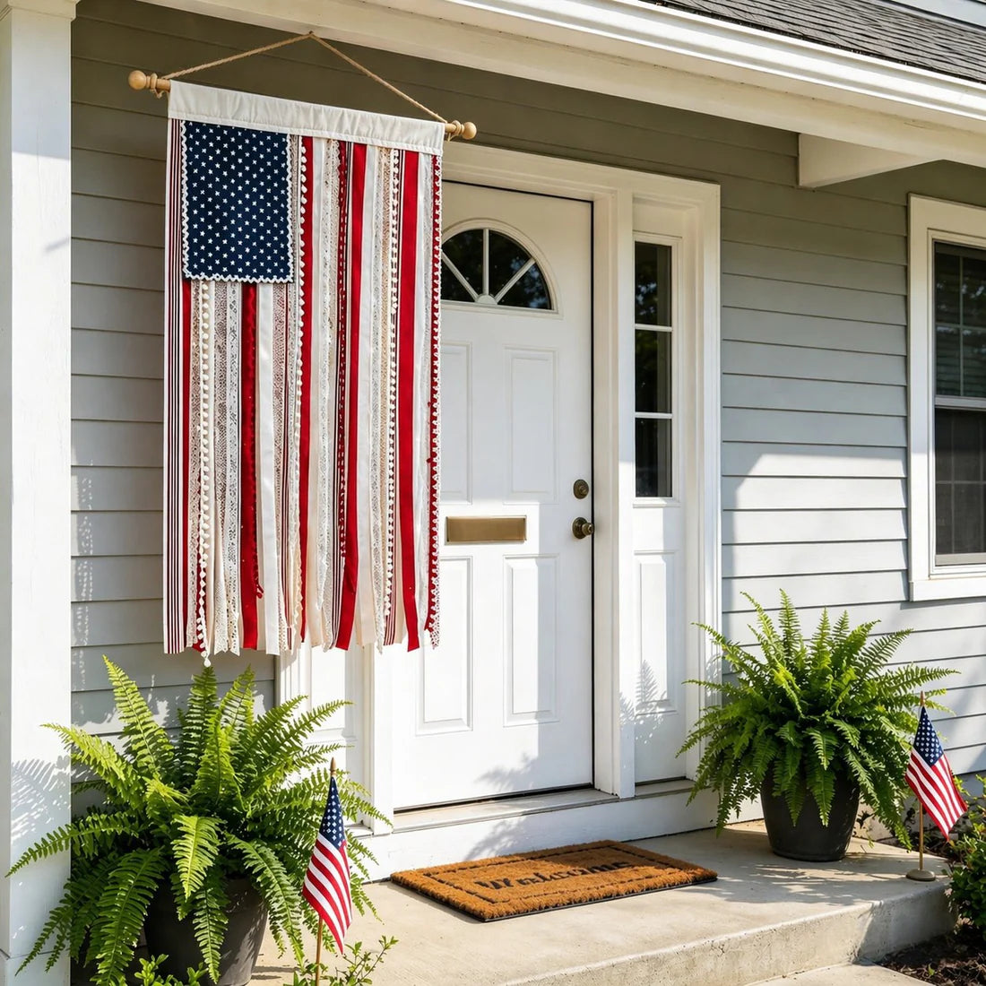 Lighted American Flag Banner – Patriotic Outdoor Decor