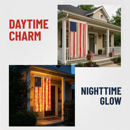 Lighted American Flag Banner – Patriotic Outdoor Decor