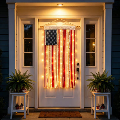 Lighted American Flag Banner – Patriotic Outdoor Decor