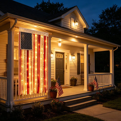 Lighted American Flag Banner – Patriotic Outdoor Decor