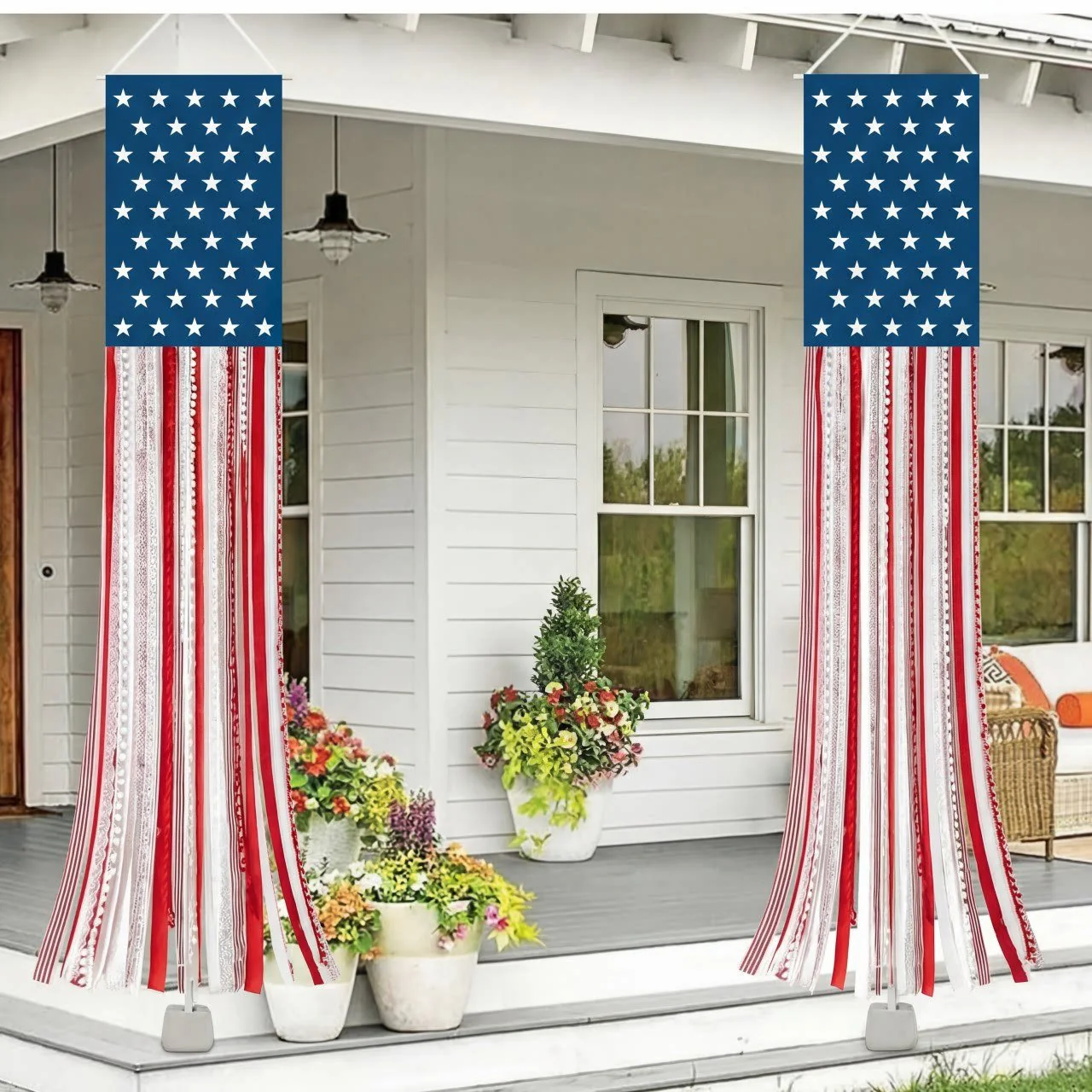 Lighted American Flag Banner – Patriotic Outdoor Decor