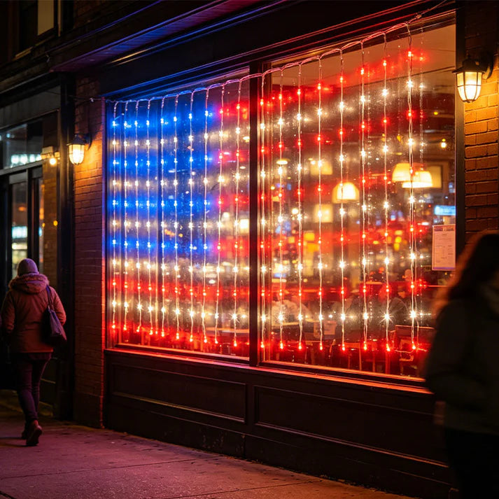 Solar American Flag Lights Outdoor American Flag Net Lights